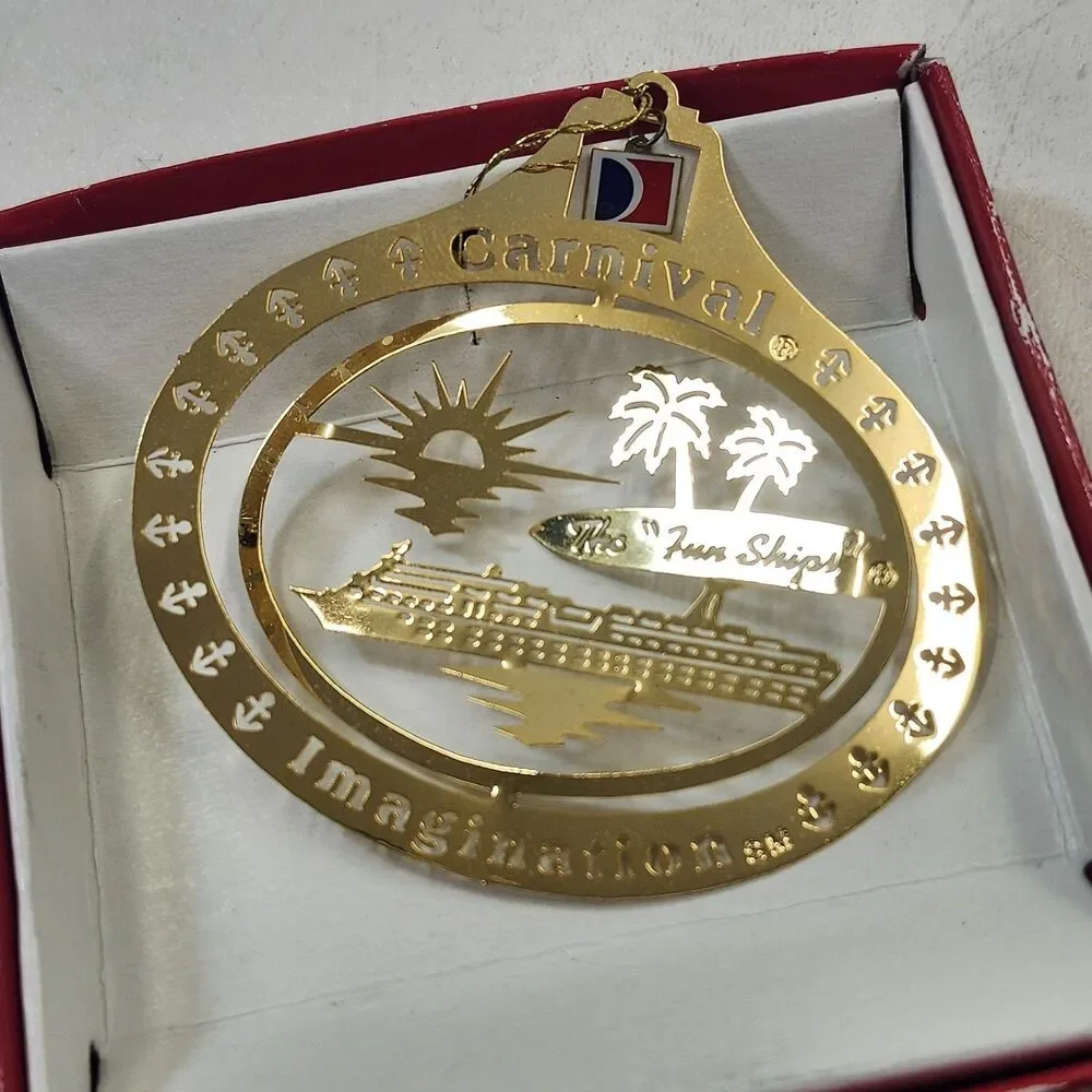 Carnival Cruise Imagination Gold Finish Brass Ornament Christmas Tree Fun Ship